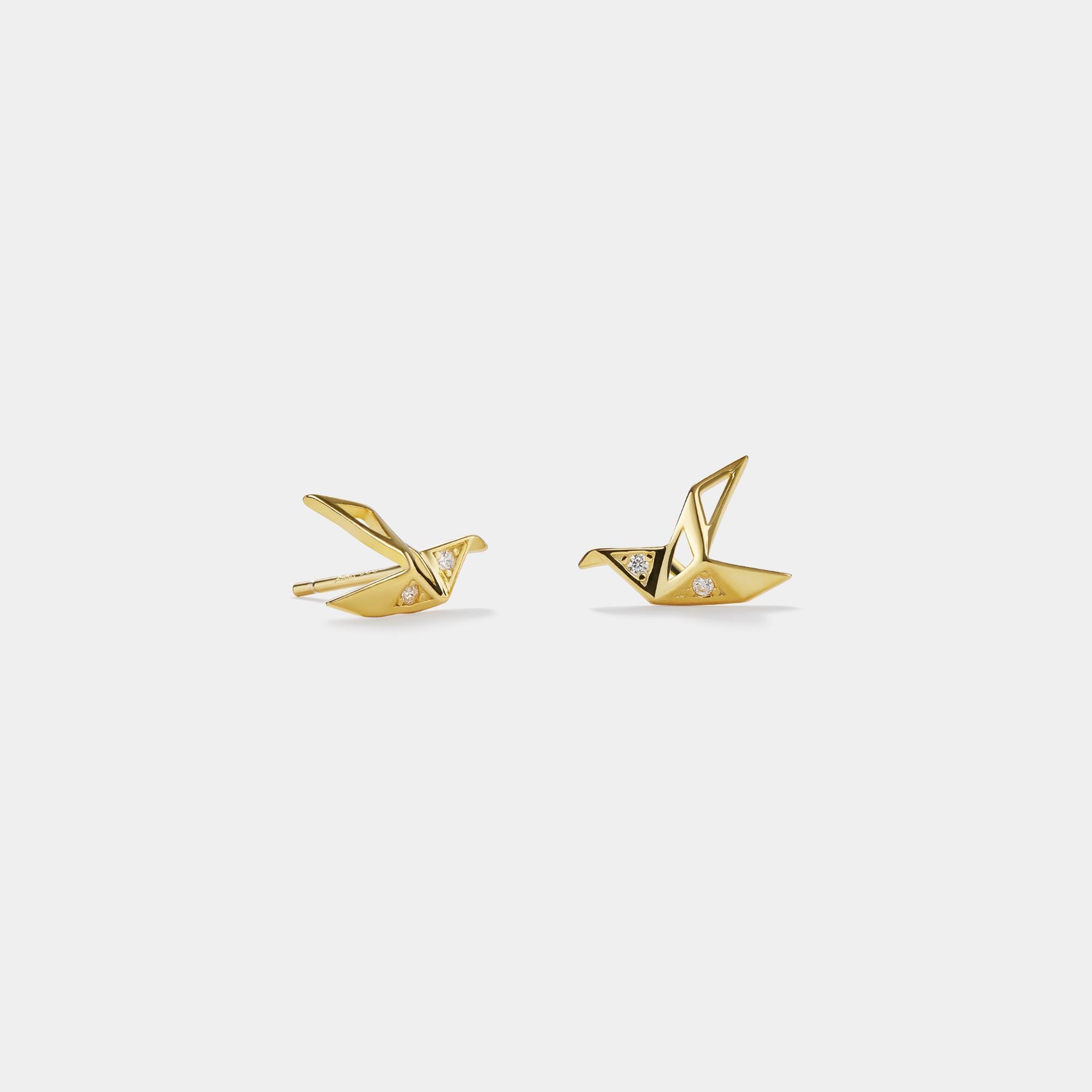 Origami Crane Stud Earrings for Women - Image 2