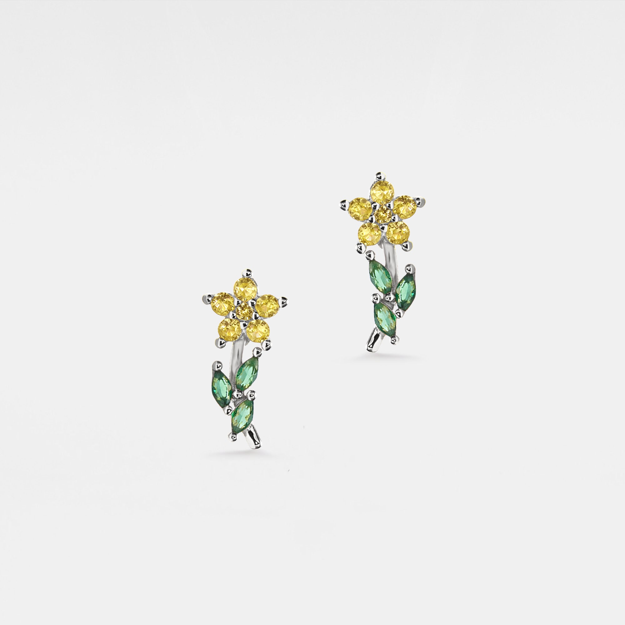 Delicate plant branch earrings - Image 2