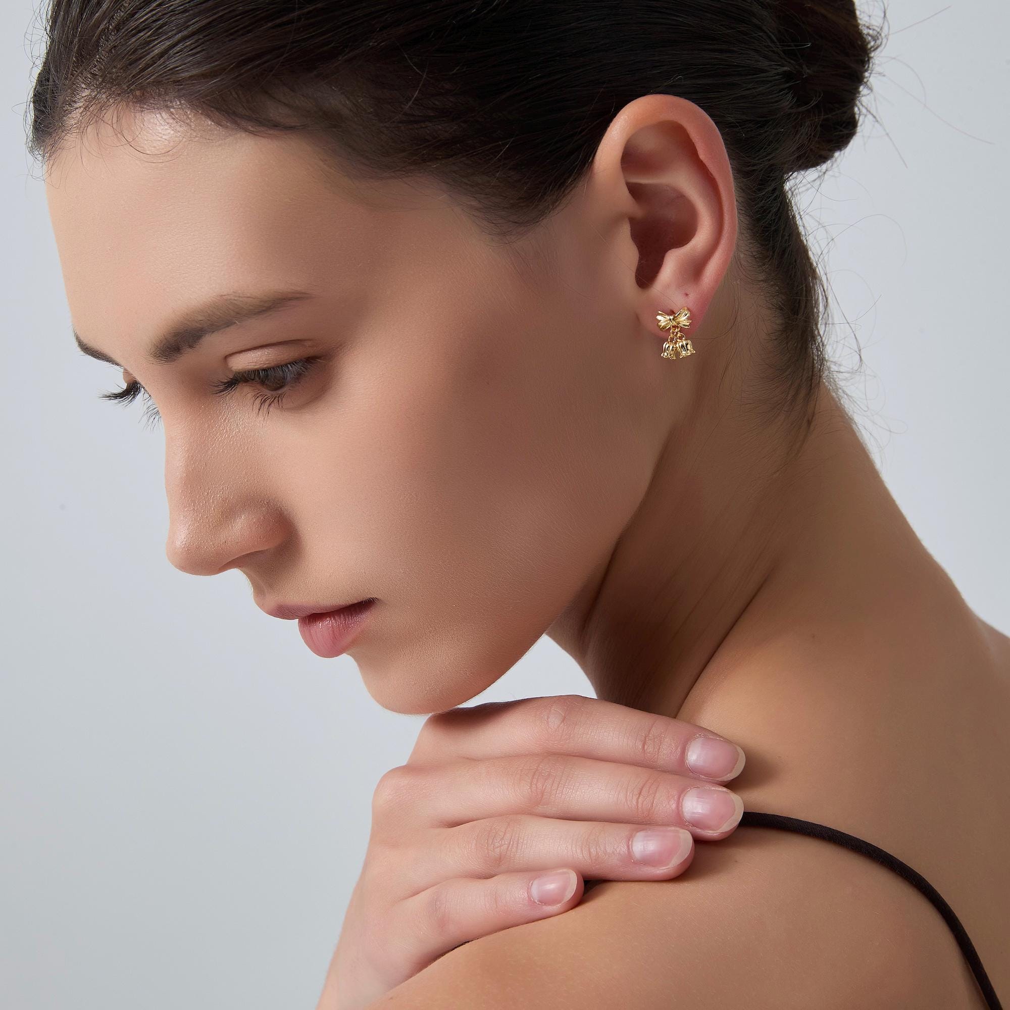 Bow Bell Flower Drop Earrings for Women - Image 5