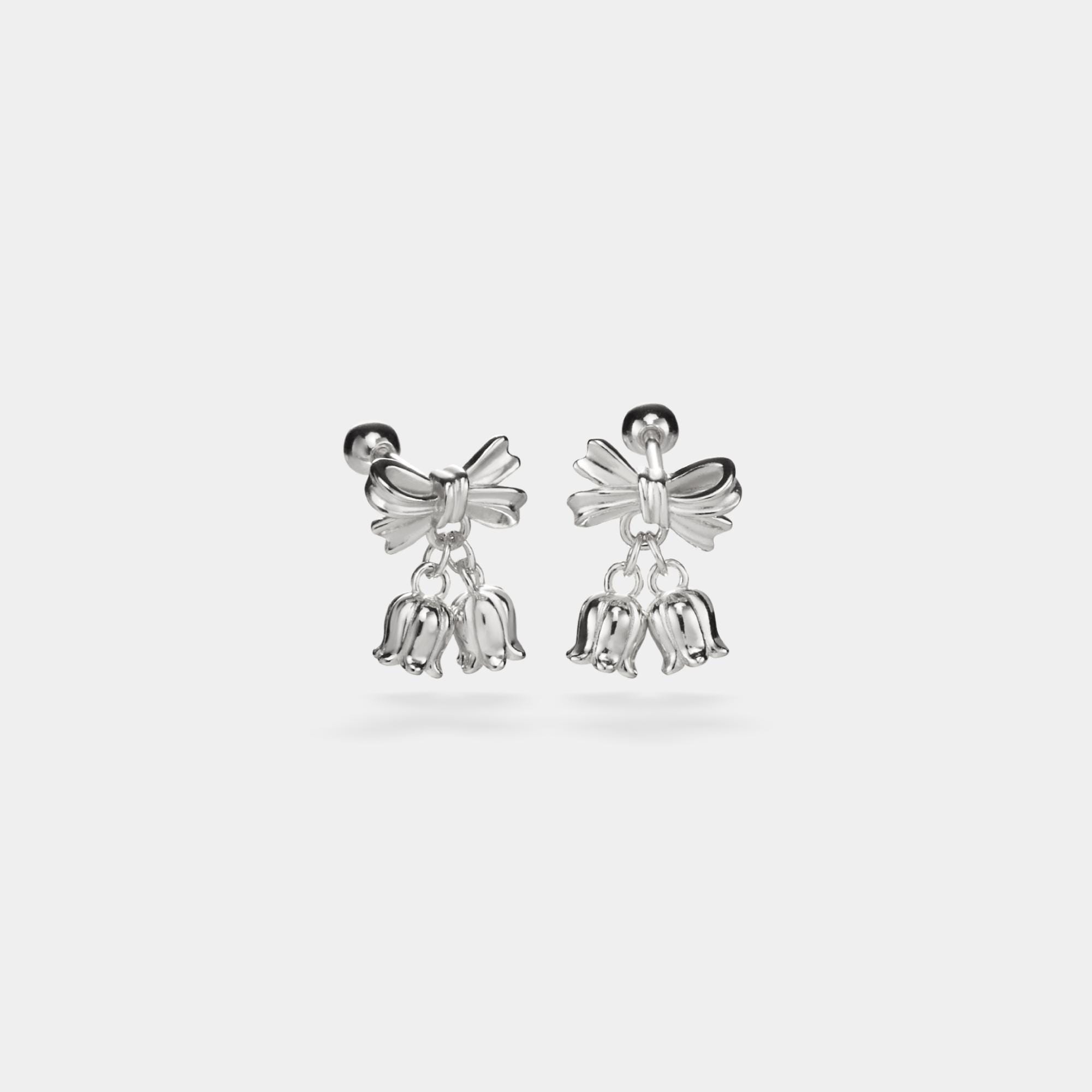 Bow Bell Flower Drop Earrings for Women - Image 3