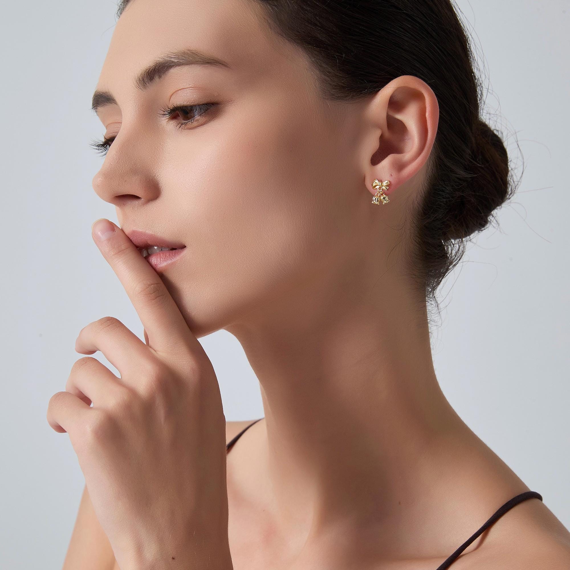 Bow Bell Flower Drop Earrings for Women - Image 6